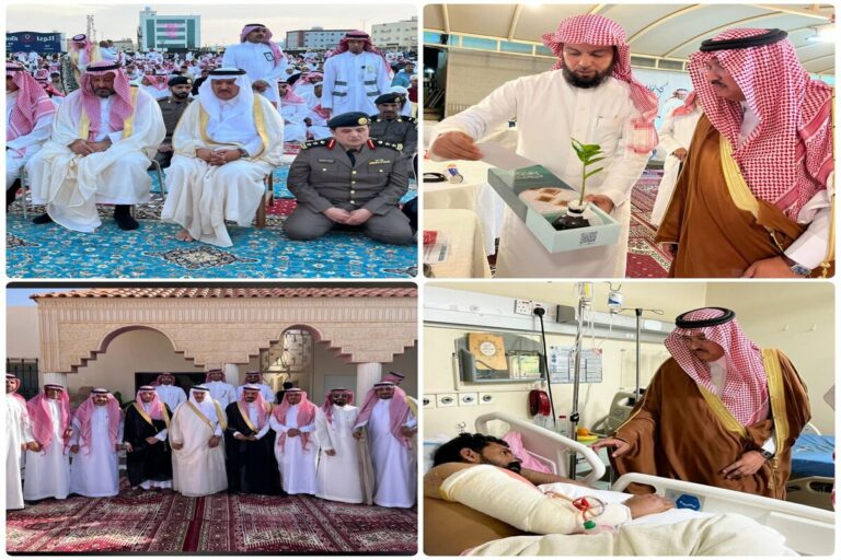 محافظ المجمعة يؤدي صلاة العيد ويستقبل المهنئين ويزور المرضى والمنومين