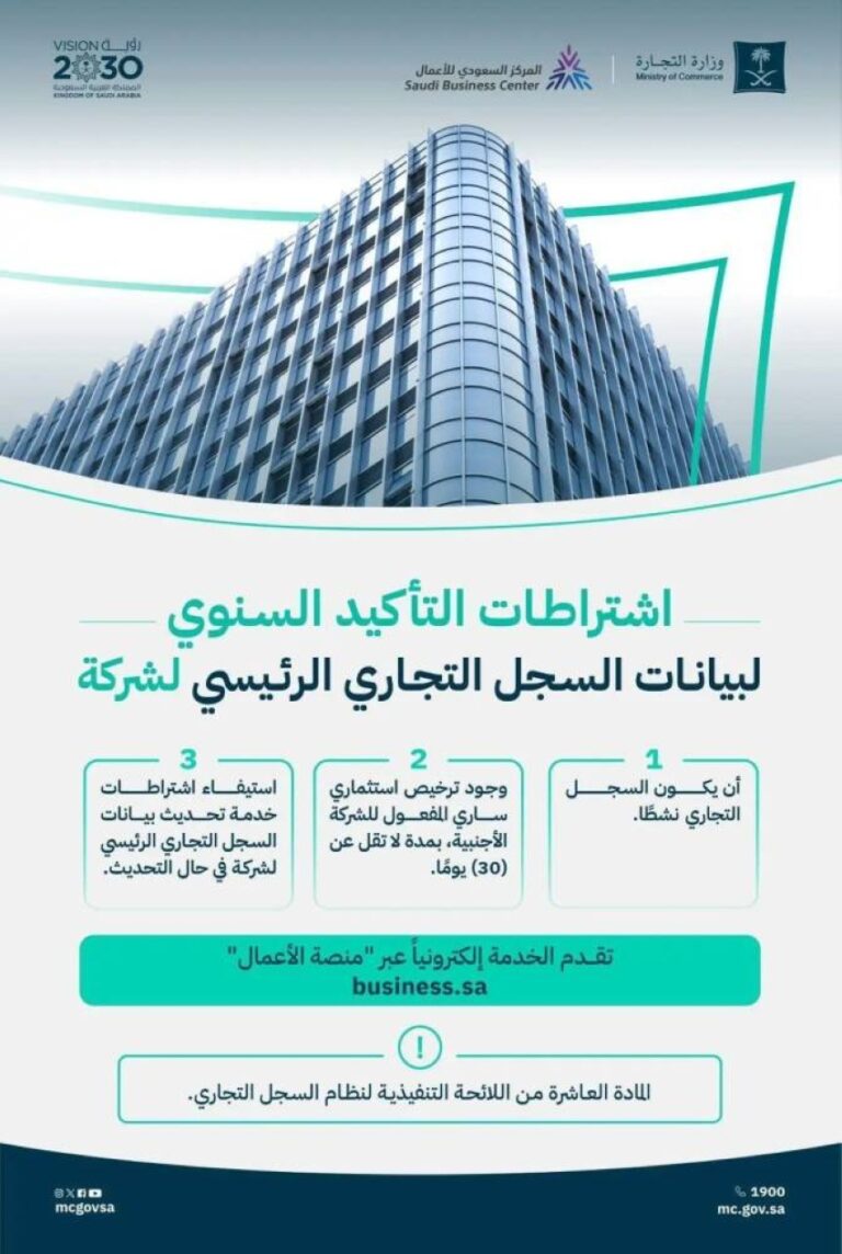 التجارة-توضح-اشتراطات-التأكيد-السنوي-لبيانات-السجل-التجاري-للشركة