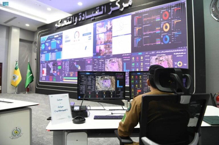 مركز-القيادة-والتحكّم-بالدفاع-المدني-يتابع-مؤشرات-الأداء-الميدانية-للقوات