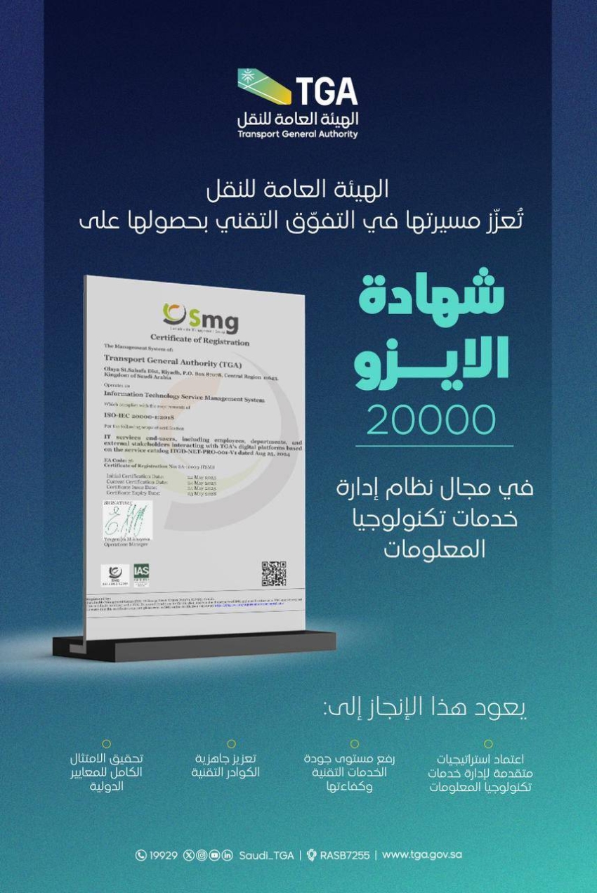 هيئة-النقل-تحصد-شهادة-الآيزو-في-مجال-نظام-إدارة-خدمات-تكنولوجيا-المعلومات