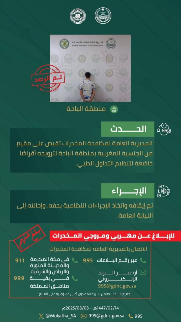 القبض-على-مقيم-بالباحة-لترويجه-أقراصًا-خاضعة-لتنظيم-التداول-الطبي