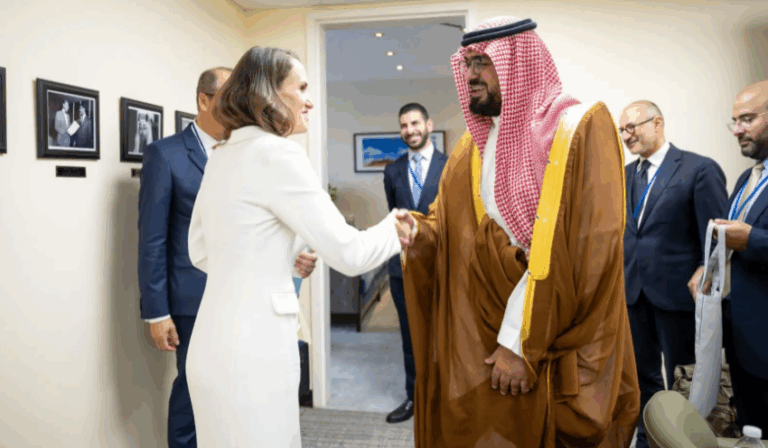 الإبراهيم-يبحث-مع-وزيرة-الخارجية-الرومانية-ووزير-التنمية-النرويجي-تعزيز-التعاون
