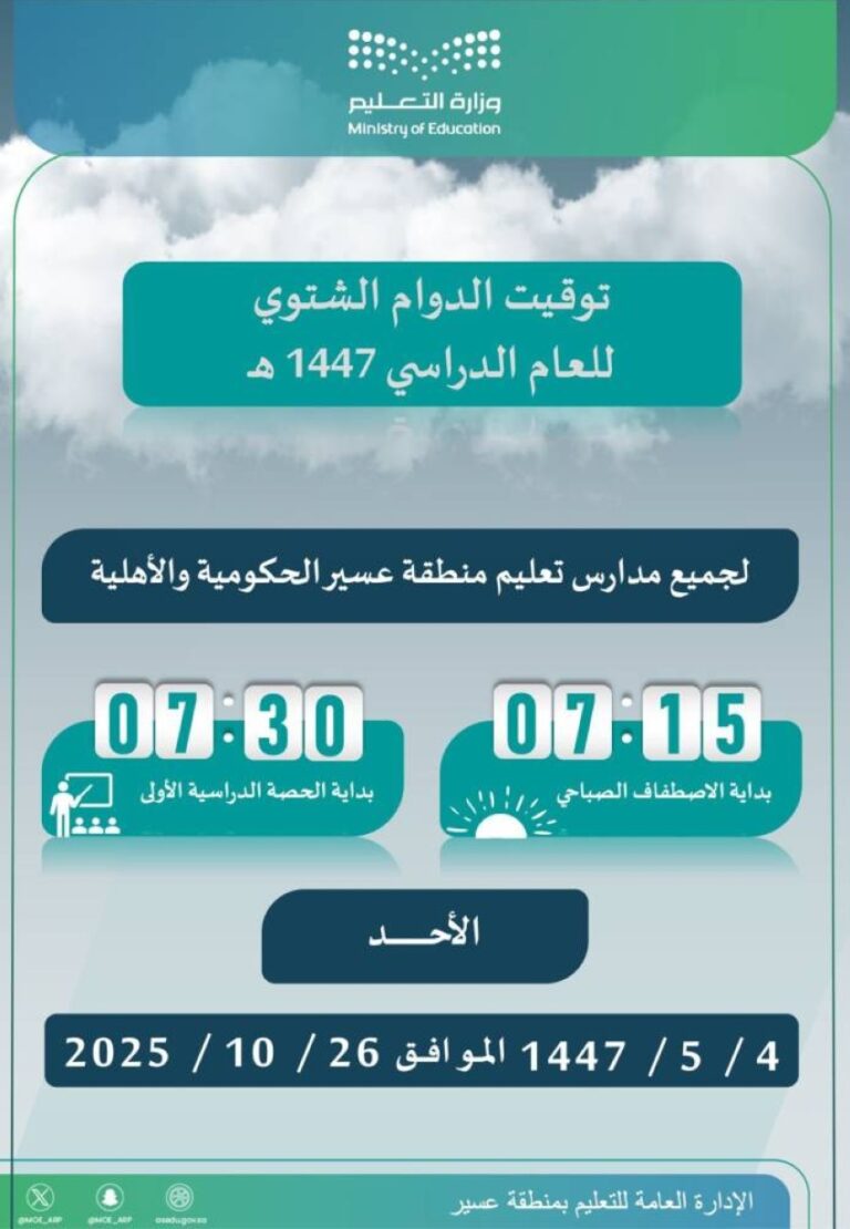 تعليم-عسير:-غدًا-تطبيق-الدوام-الشتوي