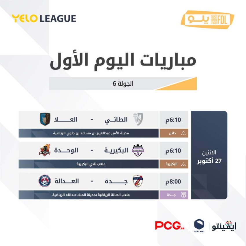 غدًا.-انطلاق-منافسات-الجولة-السادسة-من-دوري-يلو