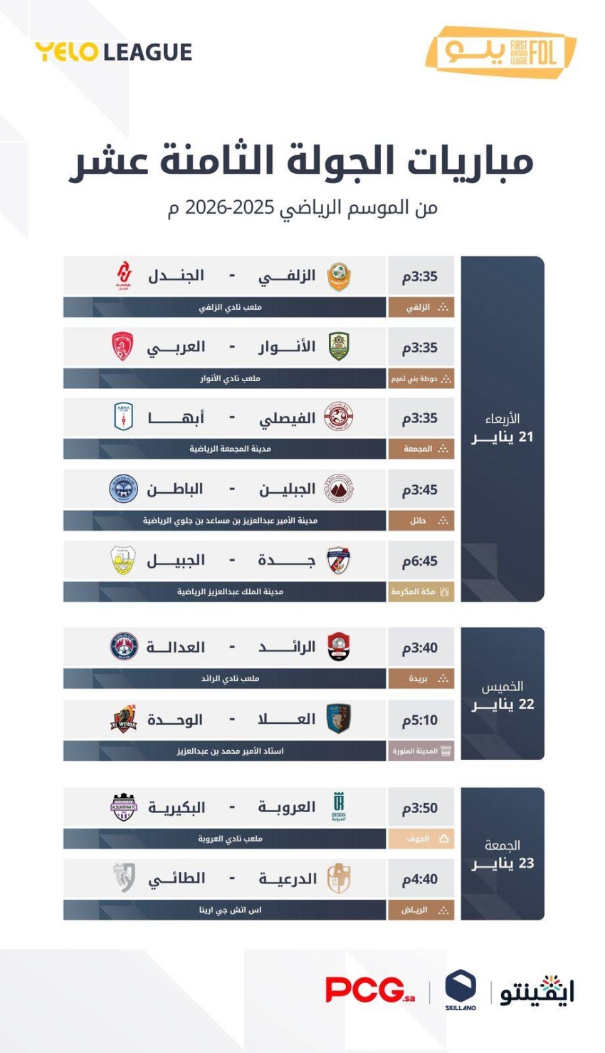 اختبار-صعب-للمتصدر.-انطلاق-الجولة-18-من-دوري-يلو-الأربعاء