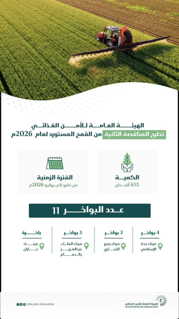 هيئة-الأمن-الغذائي-تطرح-المناقصة-الثانية-لاستيراد-655-ألف-طن-قمح