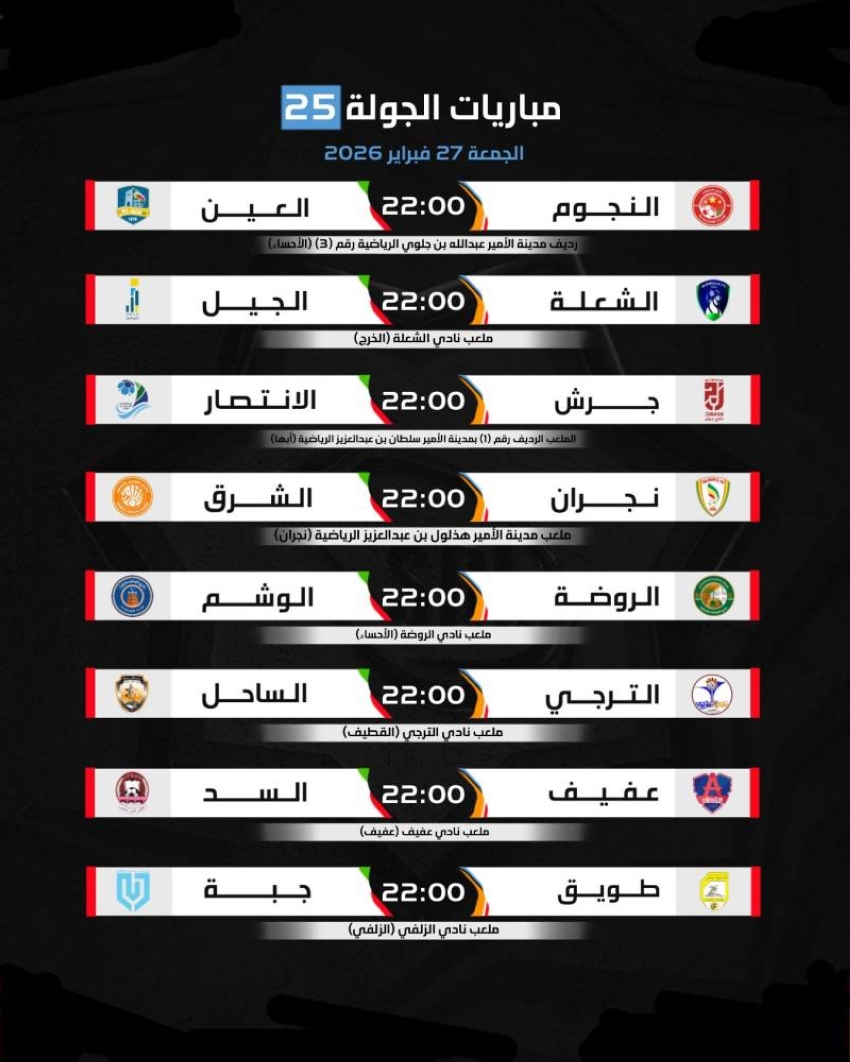 تقديم-موعد-مباراة-هجر-والغوطة-في-الجولة-25-من-دوري-الدرجة-2