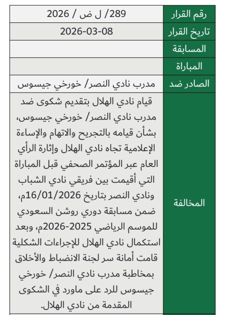 تغريم-مدرب-النصر-جيسوس-50-ألف-ريال-لإساءته-لنادي-الهلال