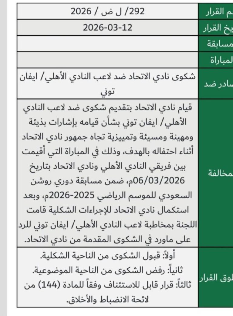 الانضباط-ترفض-شكوى-الاتحاد-ضد-لاعب-الاهلي-توني