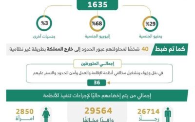 الحملات الميدانية المشتركة تضبط 22931 مخالفًا لأنظمة الإقامة والعمل وأمن الحدود
