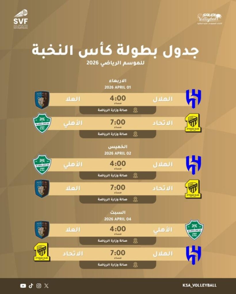 جدة تحتضن منافسات كأس النخبة للكرة الطائرة