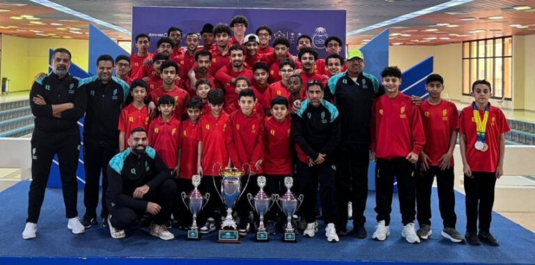 القادسية-يحصد-50-ميدالية-و4-كؤوس-في-بطولة-المناطق-للسباحة