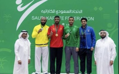 اللاعب إبراهيم نانتومي من نادي تيماء للكاراتيه يحقق الميدالية الفضية