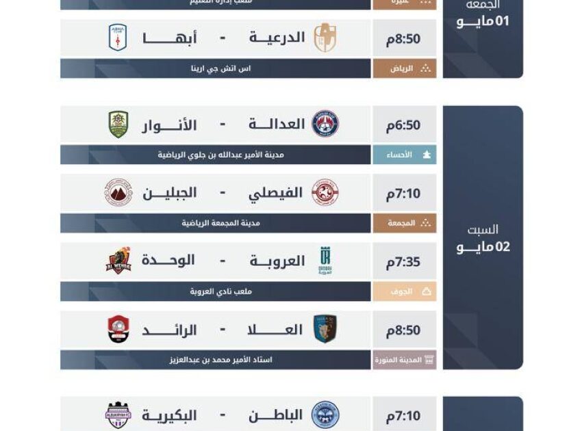 تنطلق الجمعة.. مواجهات حاسمة في الجولة 32 من دوري يلو
