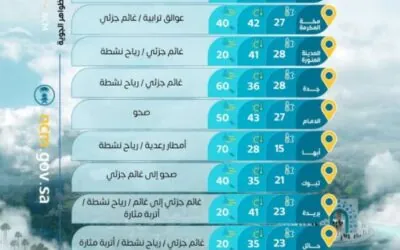 حالة الطقس.. أمطار رعدية ورياح مثيرة للأتربة على عدة مناطق