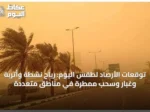 توقعات الأرصاد لطقس اليوم: رياح نشطة وأتربة وغبار وسحب ممطرة في مناطق متعددة