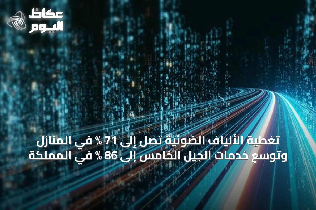 تغطية الألياف الضوئية تصل إلى 71 % في المنازل وتوسع خدمات الجيل الخامس إلى 86 % في المملكة