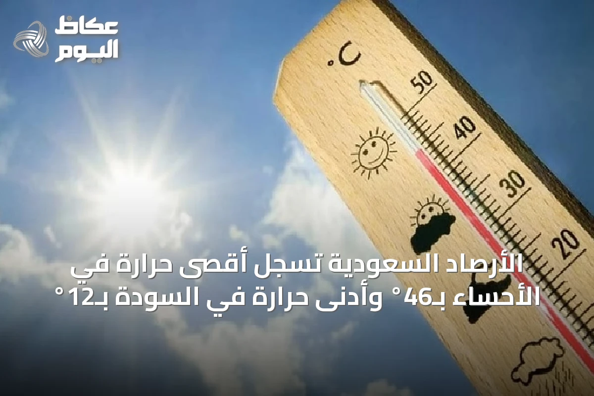 الأرصاد السعودية تسجل أقصى حرارة في الأحساء بـ46° وأدنى حرارة في السودة بـ12°