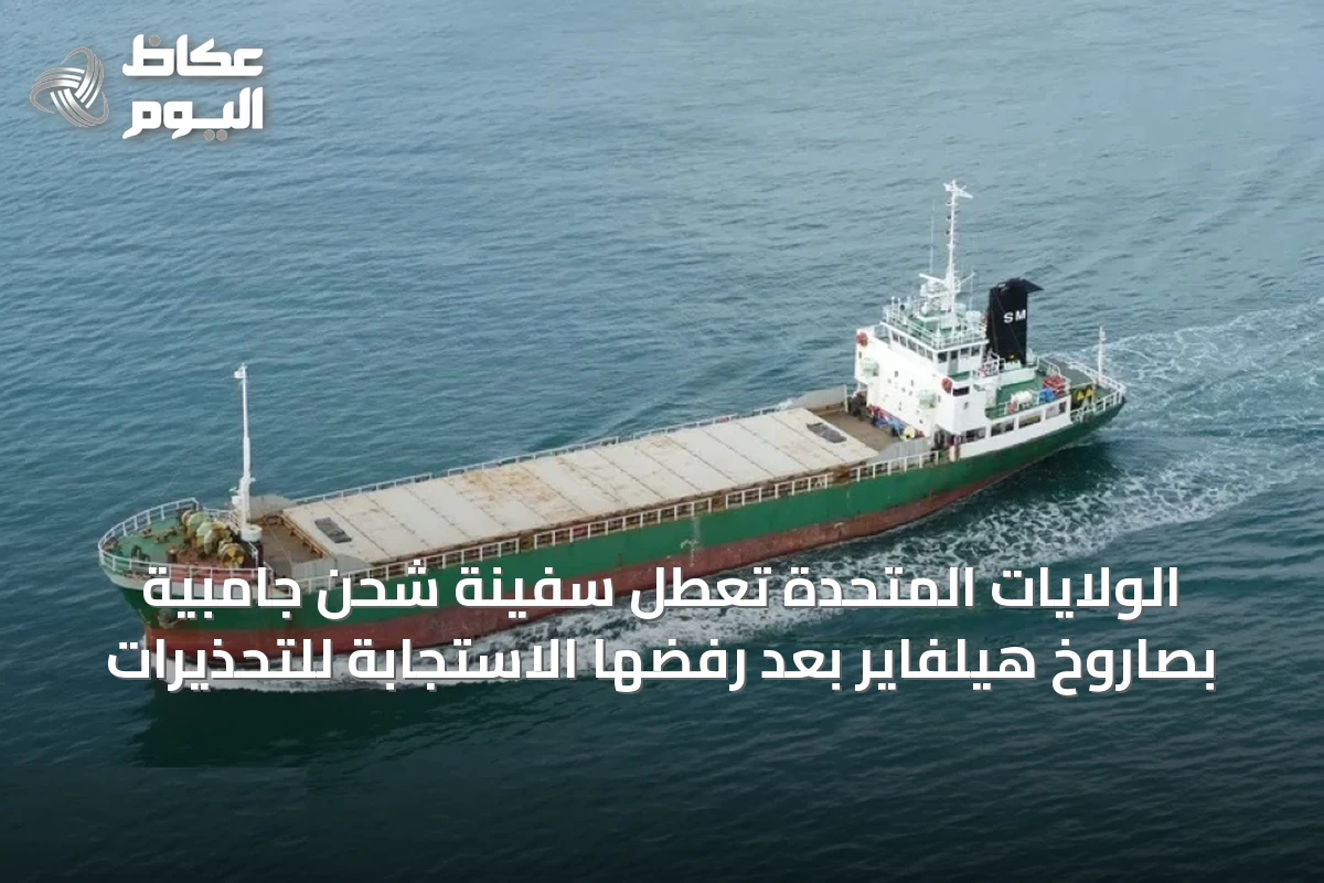 الولايات المتحدة تعطل سفينة شحن جامبية بصاروخ هيلفاير بعد رفضها الاستجابة للتحذيرات