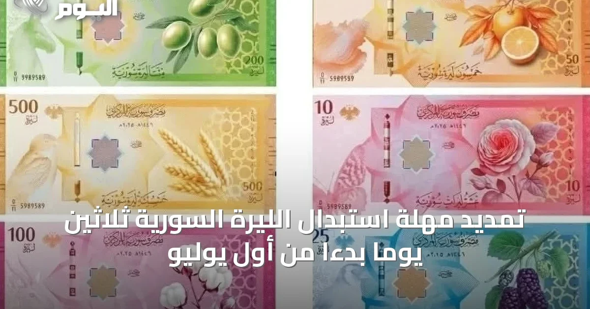 تمديد مهلة استبدال الليرة السورية ثلاثين يوماً بدءاً من أول يوليو