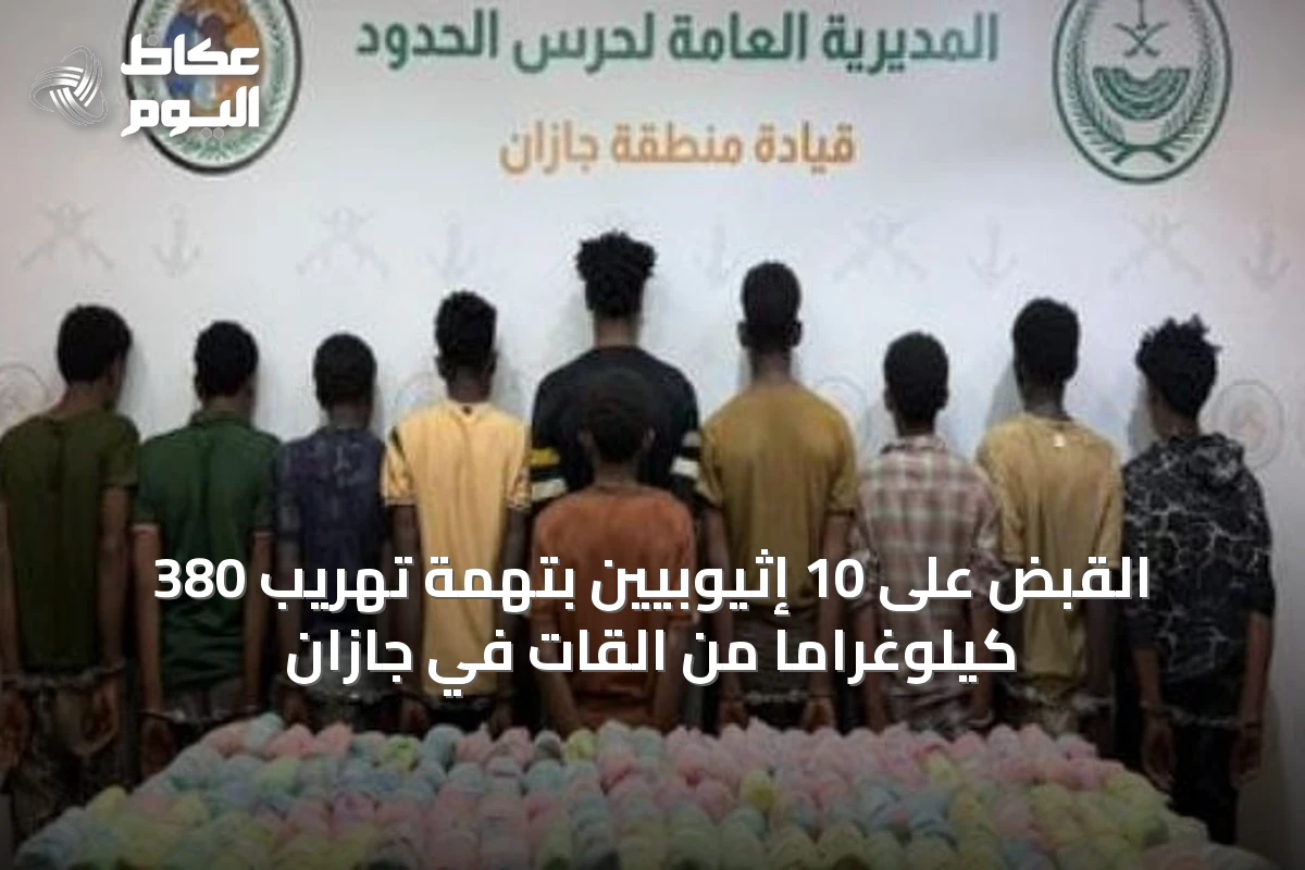 القبض على 10 إثيوبيين بتهمة تهريب 380 كيلوغراماً من القات في جازان