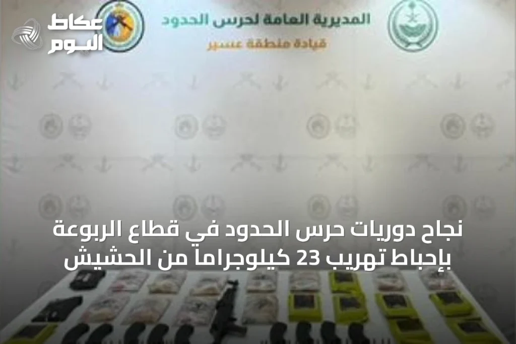 نجاح دوريات حرس الحدود في قطاع الربوعة بإحباط تهريب 23 كيلوجرامًا من الحشيش