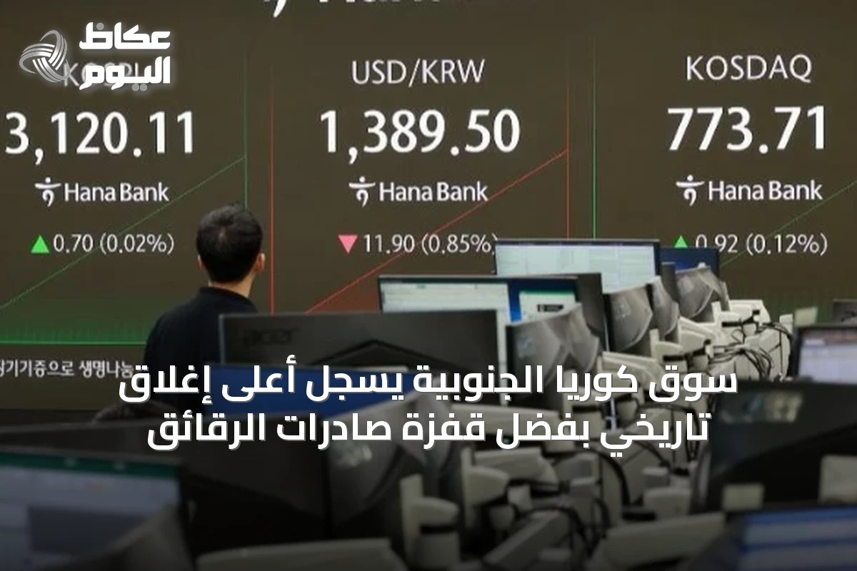 سوق كوريا الجنوبية يسجل أعلى إغلاق تاريخي بفضل قفزة صادرات الرقائق