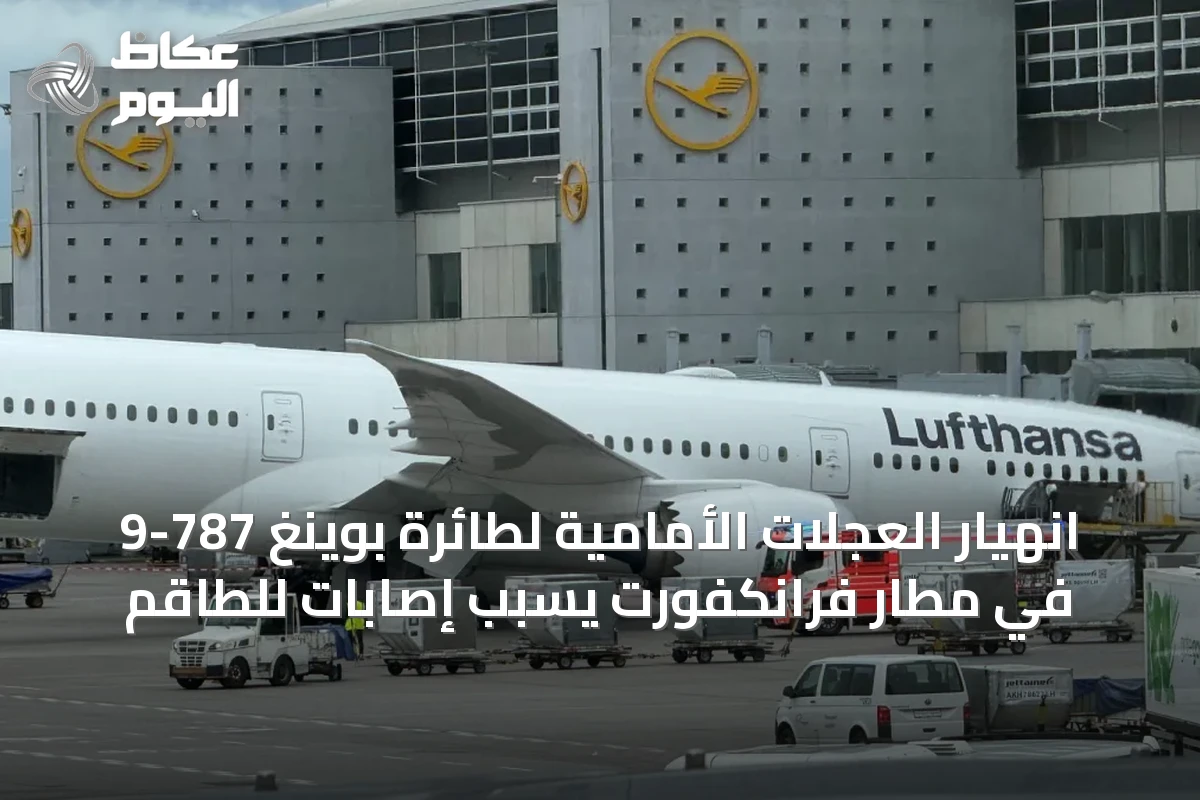 انهيار العجلات الأمامية لطائرة بوينغ 787-9 في مطار فرانكفورت يسبب إصابات للطاقم