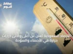 الأرصاد السعودية تُعلن عن أعلى وأدنى درجات حرارة في الأحساء والسودة