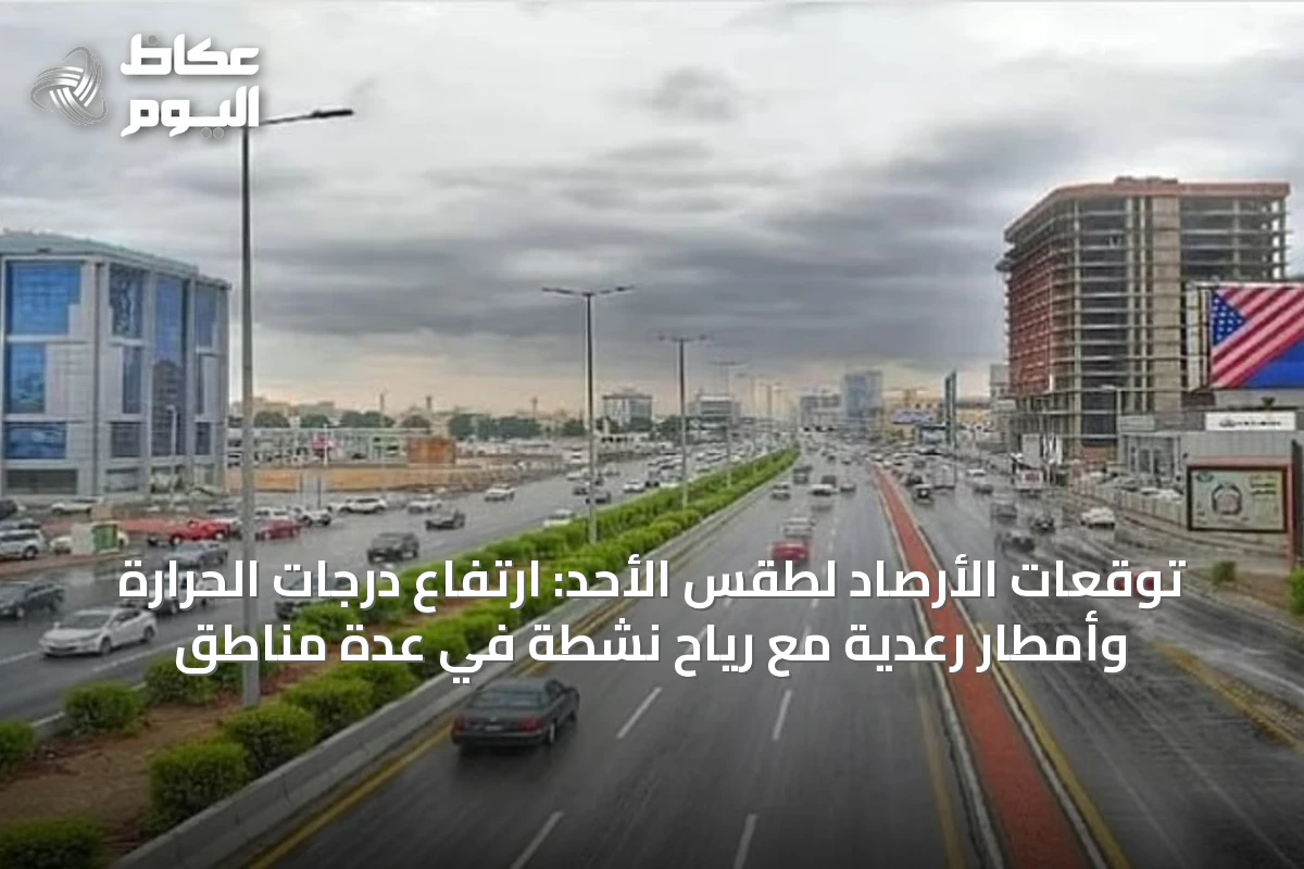 توقعات الأرصاد لطقس الأحد: ارتفاع درجات الحرارة وأمطار رعدية مع رياح نشطة في عدة مناطق