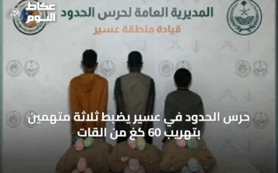 حرس الحدود في عسير يضبط ثلاثة متهمين بتهريب 60 كغ من القات