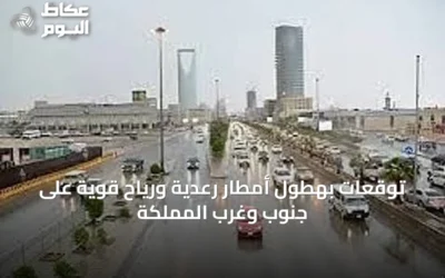 توقعات بهطول أمطار رعدية ورياح قوية على جنوب وغرب المملكة