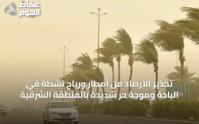 تحذير الأرصاد من أمطار ورياح نشطة في الباحة وموجة حر شديدة بالمنطقة الشرقية