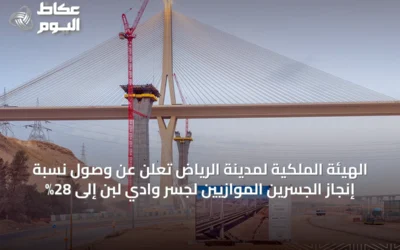 الهيئة الملكية لمدينة الرياض تعلن عن وصول نسبة إنجاز الجسرين الموازيين لجسر وادي لبن إلى 28%