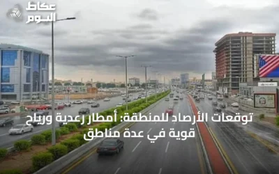 توقعات الأرصاد للمنطقة: أمطار رعدية ورياح قوية في عدة مناطق