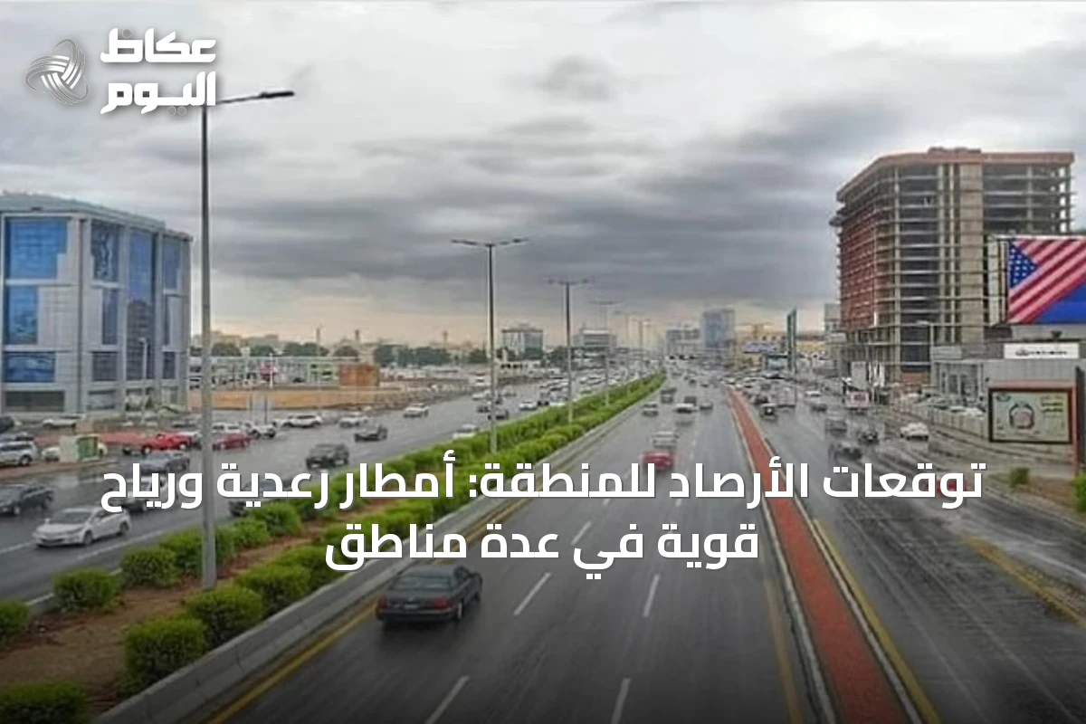 توقعات الأرصاد للمنطقة: أمطار رعدية ورياح قوية في عدة مناطق