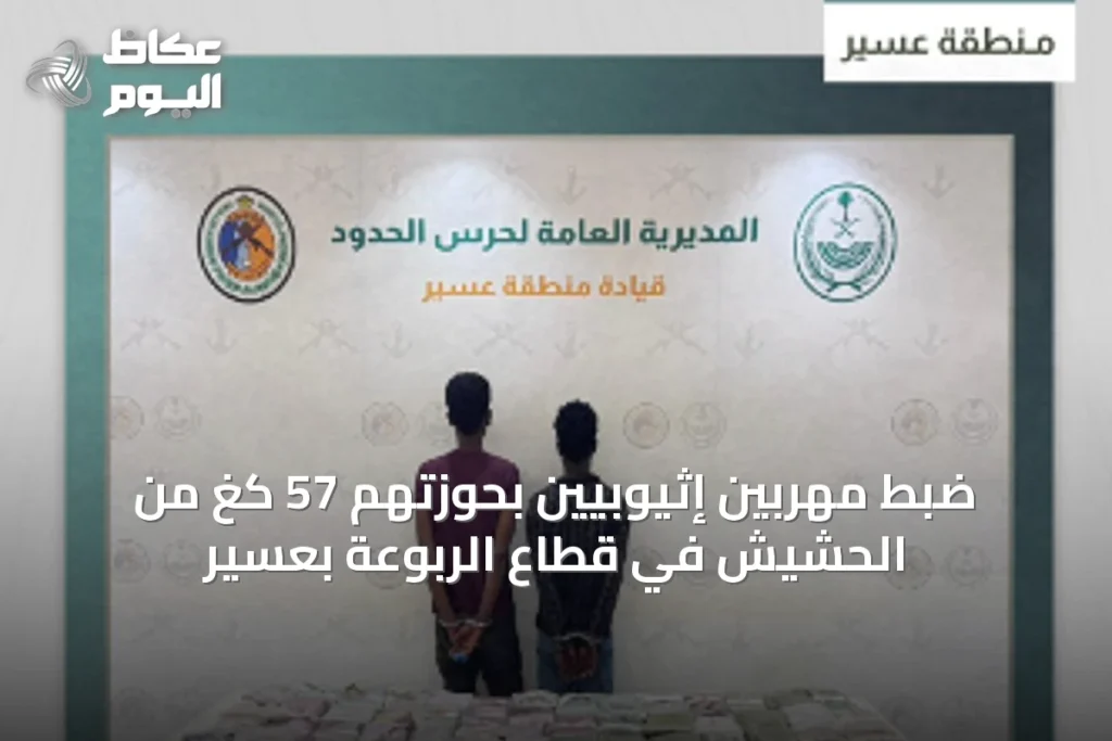 ضبط مهربين إثيوبيين بحوزتهم 57 كغ من الحشيش في قطاع الربوعة بعسير