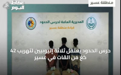 حرس الحدود يعتقل ثلاثة إثيوبيين لتهريب 42 كغ من القات في عسير