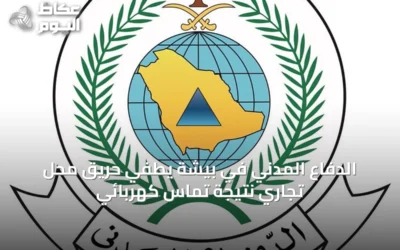 الدفاع المدني في بيشة يطفي حريق محل تجاري نتيجة تماس كهربائي