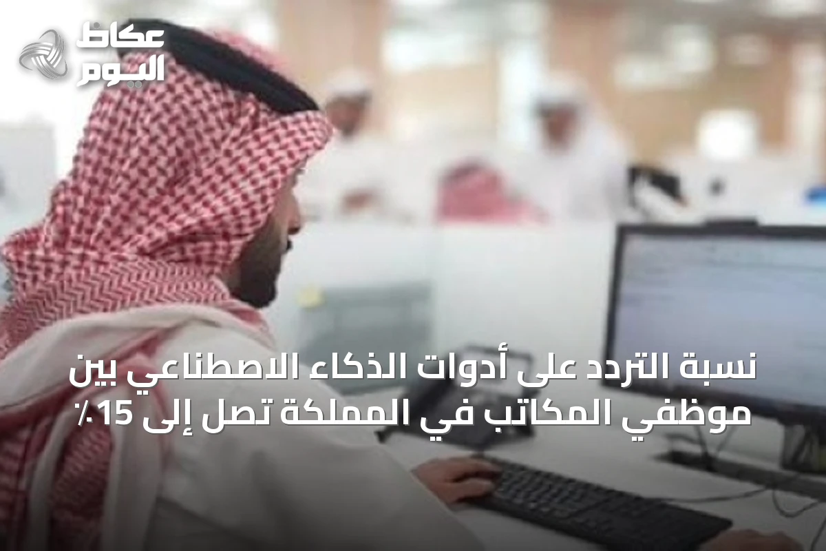نسبة التردد على أدوات الذكاء الاصطناعي بين موظفي المكاتب في المملكة تصل إلى 15٪