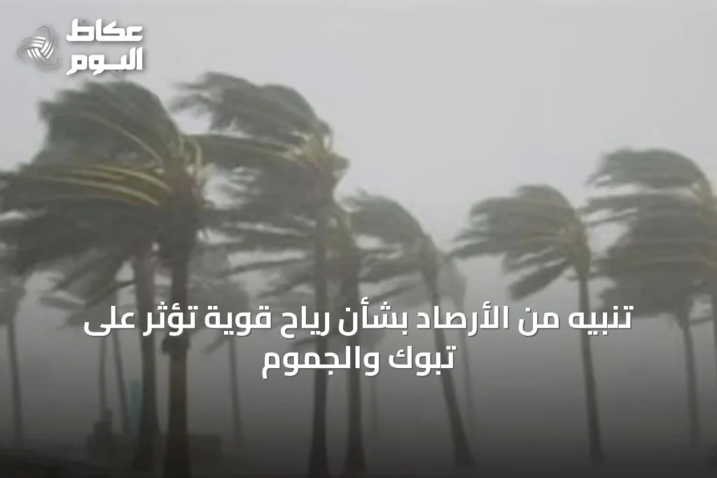 تنبيه من الأرصاد بشأن رياح قوية تؤثر على تبوك والجموم
