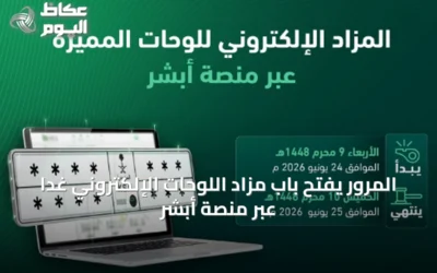 المرور يفتح باب مزاد اللوحات الإلكتروني غدًا عبر منصة أبشر