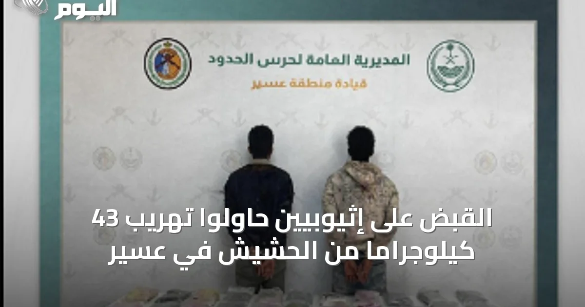 القبض على إثيوبيين حاولوا تهريب 43 كيلوجراماً من الحشيش في عسير