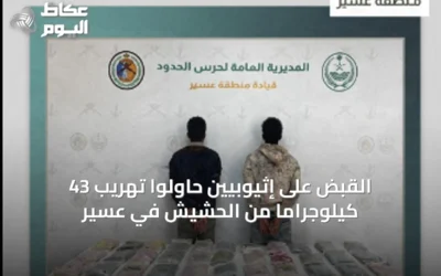 القبض على إثيوبيين حاولوا تهريب 43 كيلوجراماً من الحشيش في عسير