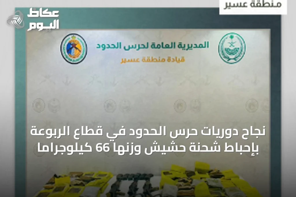نجاح دوريات حرس الحدود في قطاع الربوعة بإحباط شحنة حشيش وزنها 66 كيلوجرامًا