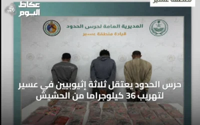 حرس الحدود يعتقل ثلاثة إثيوبيين في عسير لتهريب 36 كيلوجرامًا من الحشيش