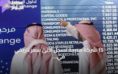 15 شركة مدرجة تسجل أدنى سعر تاريخي في تداولات الأحد بالسوق السعودي