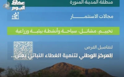 المركز الوطني لتنمية الغطاء النباتي يعلن عن 11 فرصة استثمارية لتطوير المتنزهات الوطنية بالمدينة المنورة