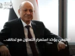 العليمي يؤكد استمرار التعاون مع تحالف الشرعية لحماية الممرات المائية وردع الحوثيين