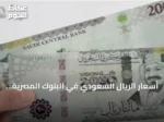 أسعار الريال السعودي في البنوك المصرية تستقر عند مستويات قريبة